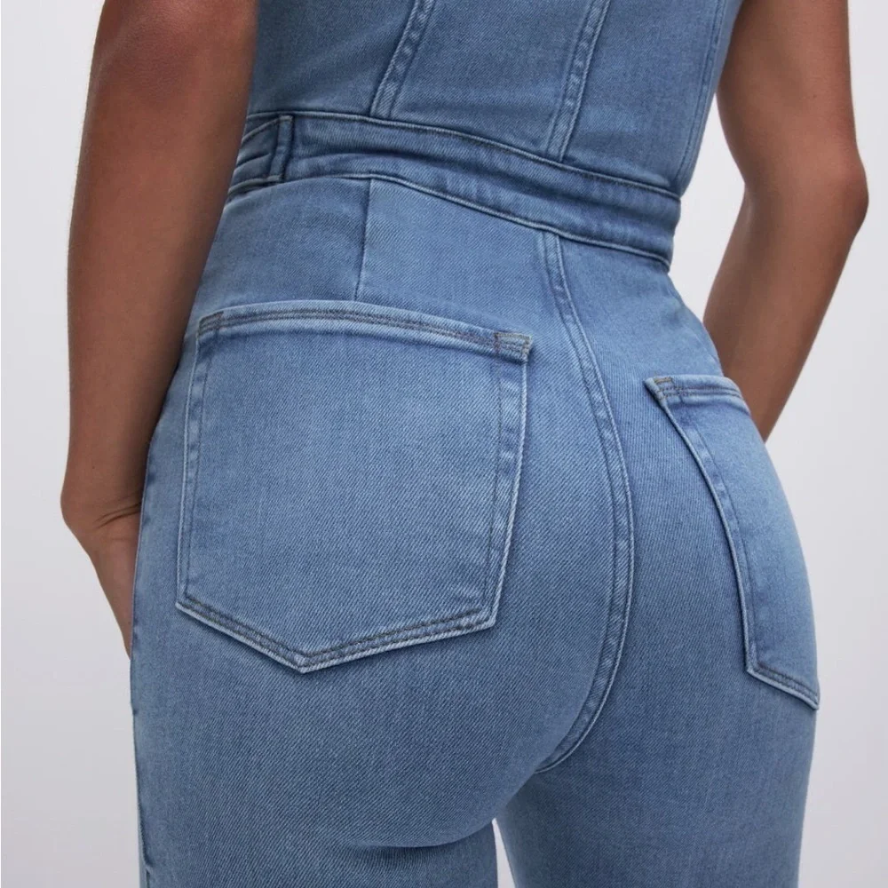Good American Fit for Success Denim Jumpsuit Overalls